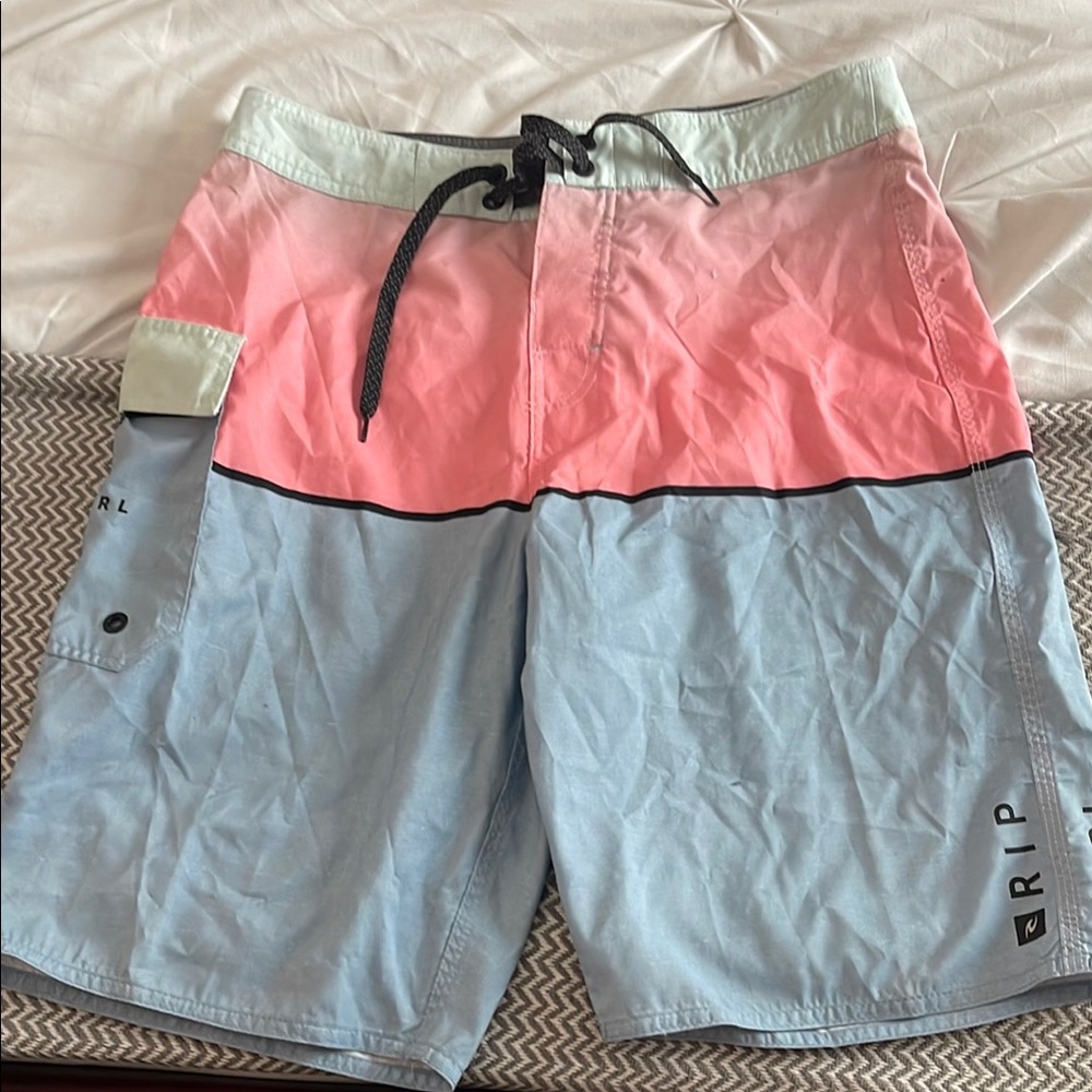 Rip Curl Pink and Blue Board Shorts with Quick-Dry Fabric